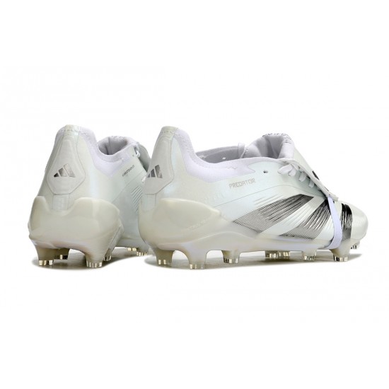 Adidas Predator Accuracy FG White Silver Mens Soccer Cleats Adidas Predator Accuracy FG White Silver Mens Soccer Cleats