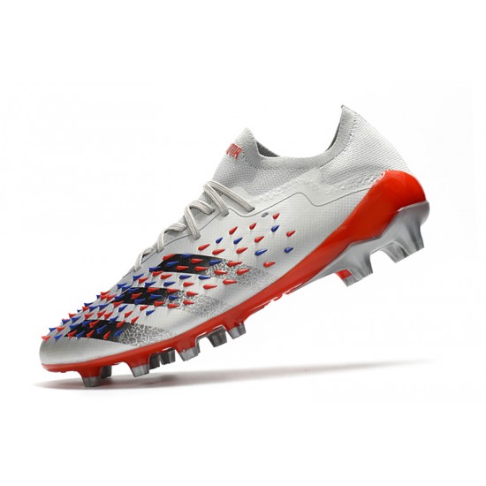 Adidas Predator Freak .1 Low FG Soccer Cleats Gray Red