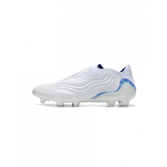 Adidas Copa Sense FG White Hi Res Blue Legacy Indigo Soccer Cleats