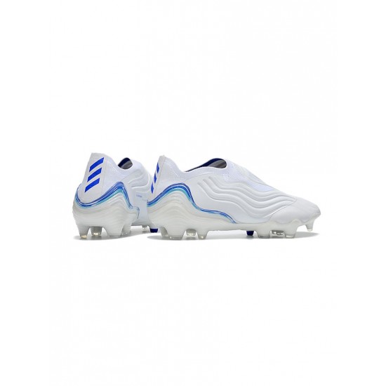 Adidas Copa Sense FG White Hi Res Blue Legacy Indigo Soccer Cleats