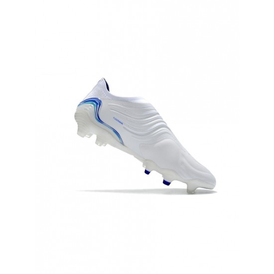 Adidas Copa Sense FG White Hi Res Blue Legacy Indigo Soccer Cleats