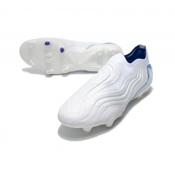 Adidas Copa Sense FG White Hi Res Blue Legacy Indigo Soccer Cleats