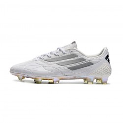 Adidas F50 Adizero Iv Leather FG Firm Ground White Silver Black Soccer Cleats