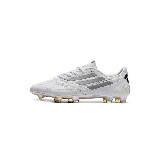 Adidas F50 Adizero Iv Leather FG Firm Ground White Silver Black Soccer Cleats