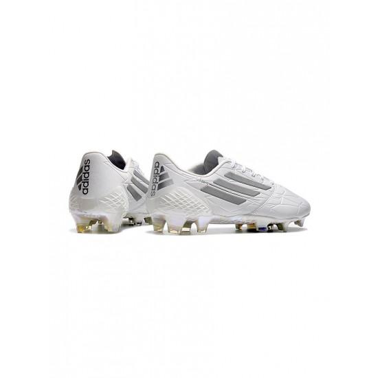 Adidas F50 Adizero Iv Leather FG Firm Ground White Silver Black Soccer Cleats