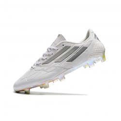 Adidas F50 Adizero Iv Leather FG Firm Ground White Silver Black Soccer Cleats