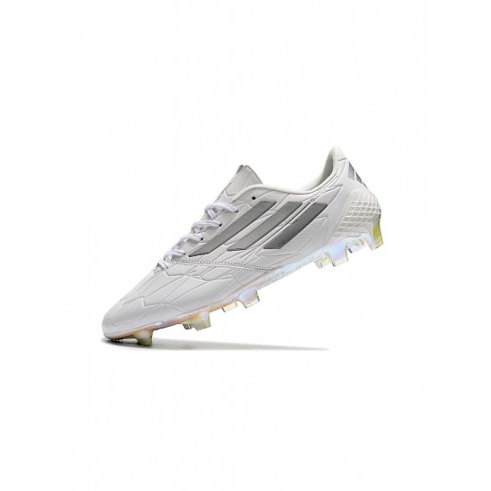 Adidas F50 Adizero Iv Leather FG Firm Ground White Silver Black Soccer Cleats