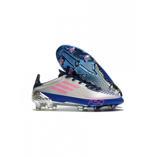 Adidas F50 Ghosted FG Ucl Silver Metallic Shock Pink Conavy Soccer Cleats