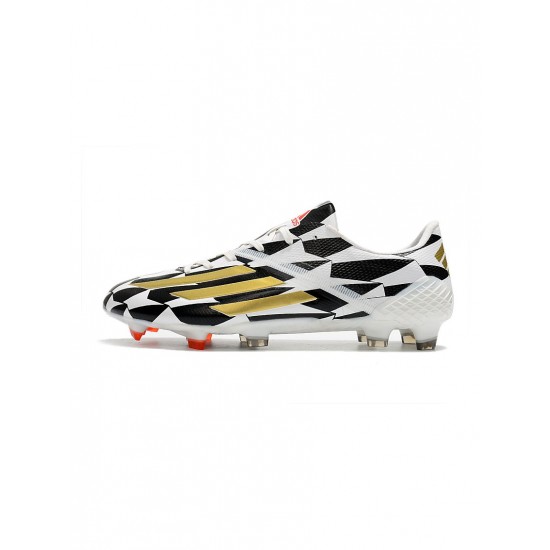 Adidas F50 Ghosted Adizero FG White Black Gold Soccer Cleats