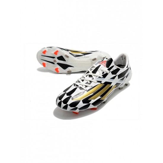 Adidas F50 Ghosted Adizero FG White Black Gold Soccer Cleats