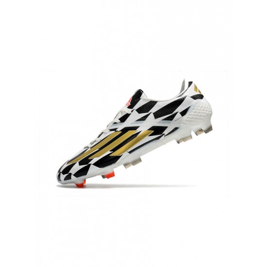 Adidas F50 Ghosted Adizero FG White Black Gold Soccer Cleats