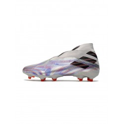 Adidas Nemeziz 19 FG White Black Silver Bright Crimson Soccer Cleats