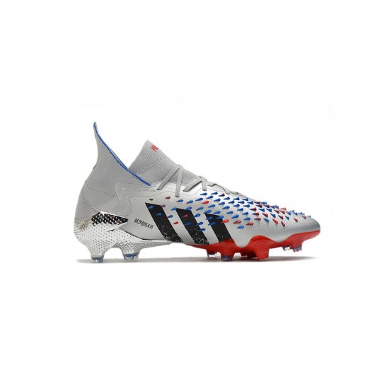 Adidas Predator Freak.1 FG Silver Metallic Core Black Team Royal Blue Soccer Cleats