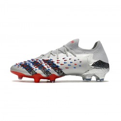 Adidas Predator Freak.1 Low FG Silver Metallic Core Black Scarlet Soccer Cleats