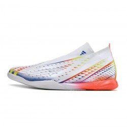 Adidas Predator Edge IN White Solar Yellow Power Blue Soccer Cleats