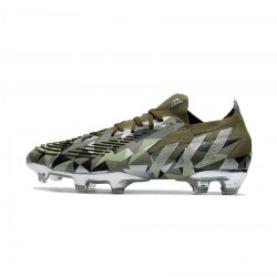 Adidas Predator Edge.1 Crystal Low FG Focus Olive Silver Metallic Magic Lime Soccer Cleats