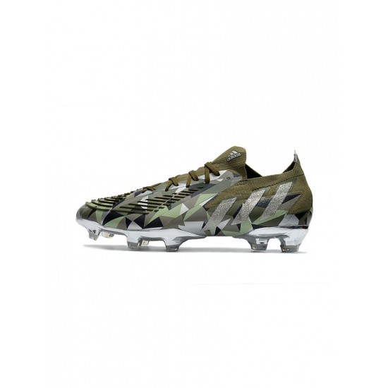 Adidas Predator Edge.1 Crystal Low FG Focus Olive Silver Metallic Magic Lime Soccer Cleats