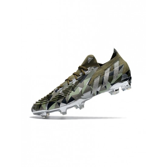 Adidas Predator Edge.1 Crystal Low FG Focus Olive Silver Metallic Magic Lime Soccer Cleats