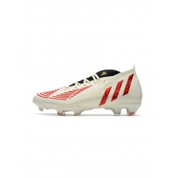 Adidas Predator Edge .1 FG Off White Vivid Red Gold Metallic Soccer Cleats