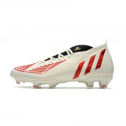 Adidas Predator Edge .1 FG Off White Vivid Red Gold Metallic Soccer Cleats