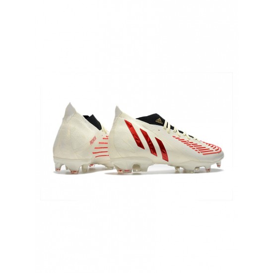 Adidas Predator Edge .1 FG Off White Vivid Red Gold Metallic Soccer Cleats