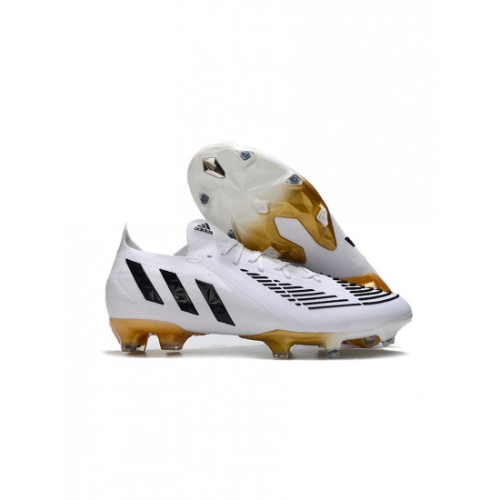 Adidas Predator Edge.1 Low FG Black White Metallic Gold Soccer Cleats