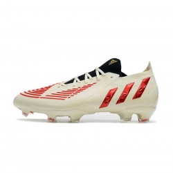 Adidas Predator Edge .1 Low FG Off White Vivid Red Gold Metallic Soccer Cleats