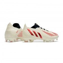 Adidas Predator Edge .1 Low FG Off White Vivid Red Gold Metallic Soccer Cleats