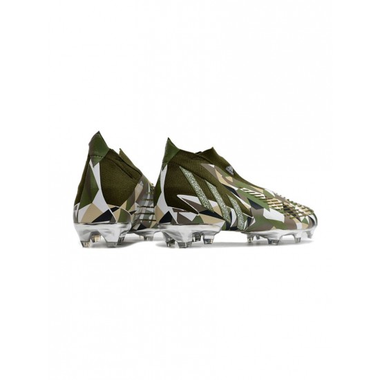 Adidas Predator Edge FG Olive Silver Metallic Magic Lime Soccer Cleats