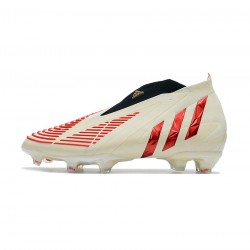 Adidas Predator Edge FG Off White Vivid Red Gold Metallic Soccer Cleats