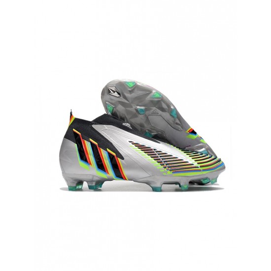 Adidas Predator Edge FG Silver Metallic Black Green Soccer Cleats