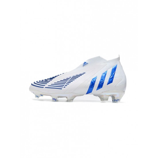 Adidas Predator Edge FG White Hi Res Blue Soccer Cleats