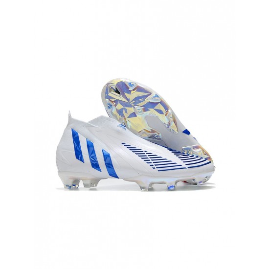 Adidas Predator Edge FG White Hi Res Blue Soccer Cleats