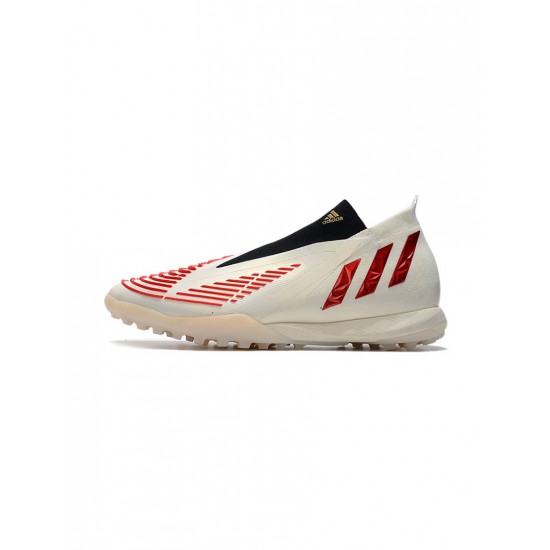 Adidas Predator Edge TF Off White Vivid Red Gold Metallic Soccer Cleats