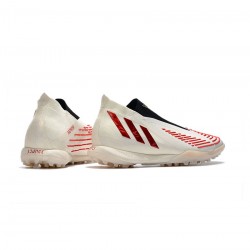 Adidas Predator Edge TF Off White Vivid Red Gold Metallic Soccer Cleats