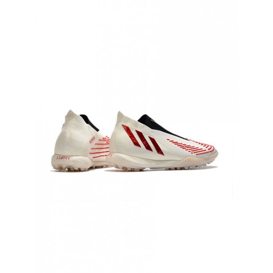 Adidas Predator Edge TF Off White Vivid Red Gold Metallic Soccer Cleats