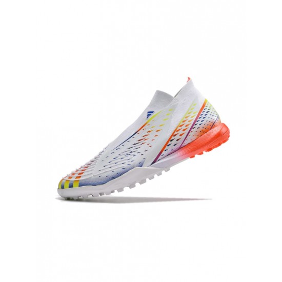 Adidas Predator Edge TF White Solar Yellow Power Blue Soccer Cleats