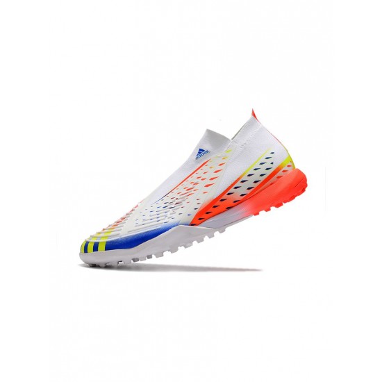 Adidas Predator Edge TF White Yellow Blue Soccer Cleats