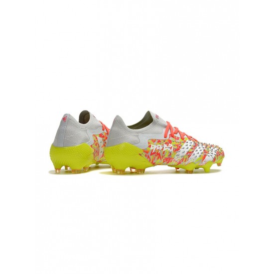 Adidas Predator Freak .1 Low FG Clear Grey White Solar Yellow Soccer Cleats