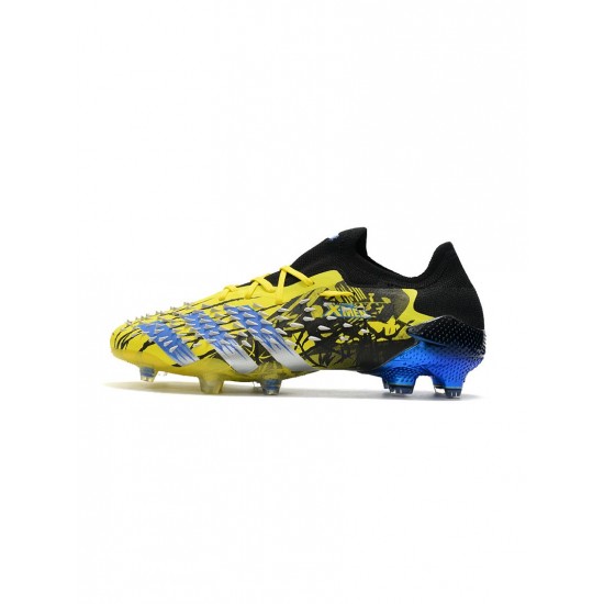 Adidas Predator Freak.1 Low FG Bright Yellow Silver Metallic Core Black Soccer Cleats