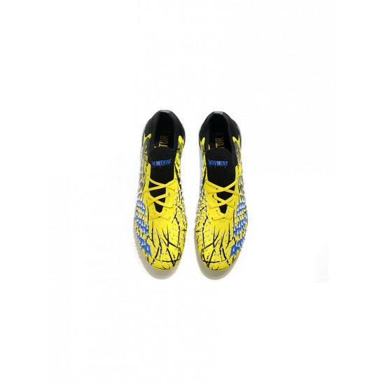 Adidas Predator Freak.1 Low FG Bright Yellow Silver Metallic Core Black Soccer Cleats