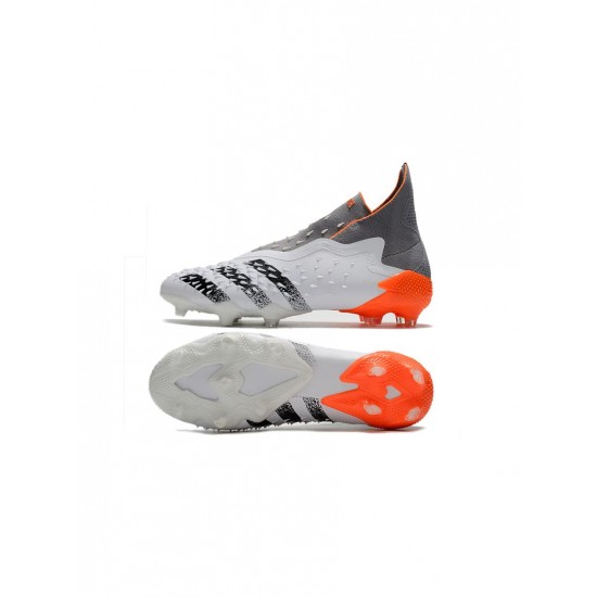 Adidas Predator Freak Whitespark FG White Dark Metallic Silver Red Soccer Cleats