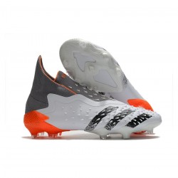 Adidas Predator Freak Whitespark FG White Dark Metallic Silver Red Soccer Cleats