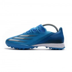 Adidas X Ghosted .1 TF White Blue Metallic Silver Soccer Cleats