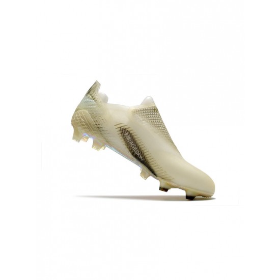 Adidas X Ghosted FG White Metallic Gold Melange Core Black Soccer Cleats