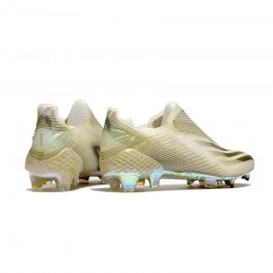 Adidas X Ghosted FG White Metallic Gold Melange Core Black Soccer Cleats