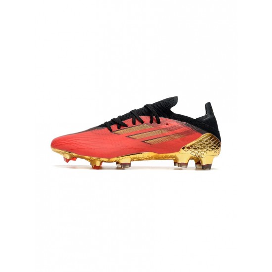 Adidas X Speedflow .1 FG Vivid Red Gold Metallic Core Black Soccer Cleats