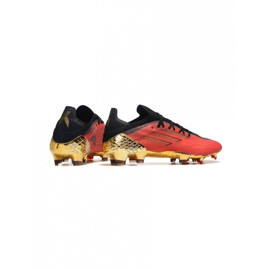 Adidas X Speedflow .1 FG Vivid Red Gold Metallic Core Black Soccer Cleats