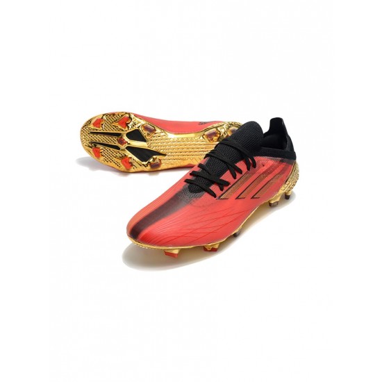 Adidas X Speedflow .1 FG Vivid Red Gold Metallic Core Black Soccer Cleats