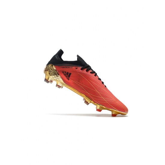 Adidas X Speedflow .1 FG Vivid Red Gold Metallic Core Black Soccer Cleats